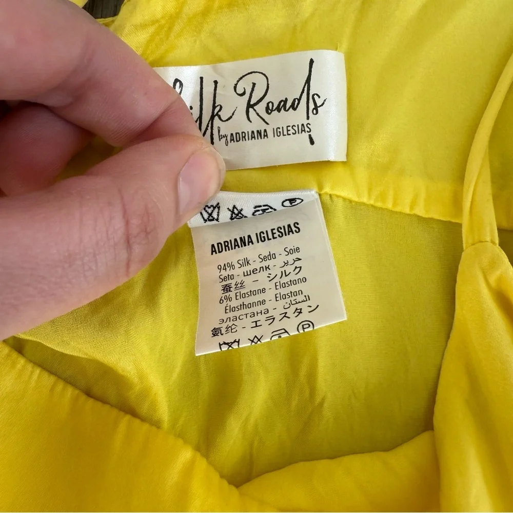 Adriana Iglesias Silk Road Silk Y2K Slip Dress Yellow Size XS - Could Fit Small - Picture 4 of 5